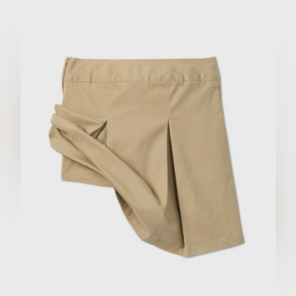 Girls' Stretch Uniform Pleated Twill Skort Side Zipper- Cat & Jack™ Beig… - Picture 4 of 11